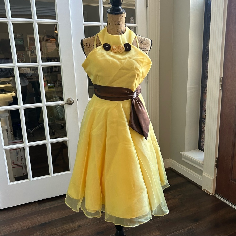 Yellow handmade kids princess dress